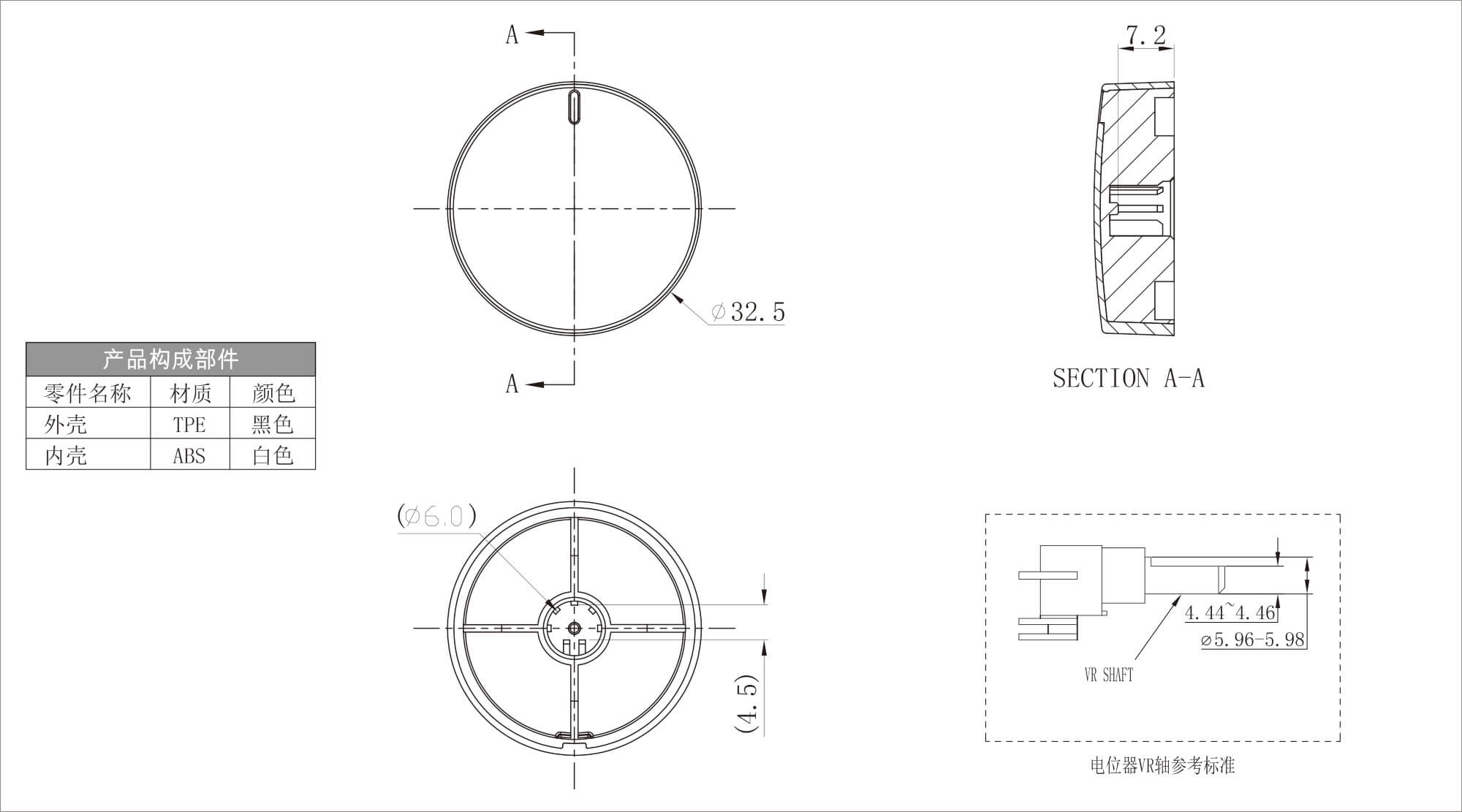 Plastic Two Color Knob X136